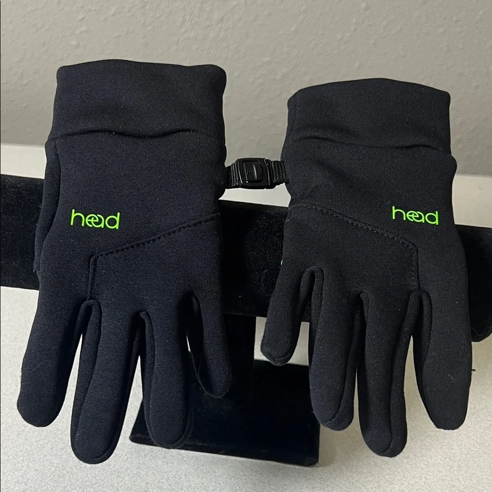 Head Black Gloves with Green Logo